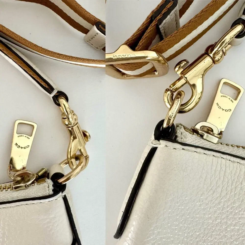 Coach Jes Horse and Carriage Logo Slim Crossbody Bag Leather Chalk 1897
